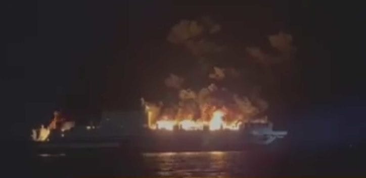 290 people rescued as Greece-to-Italy ferry burns at sea